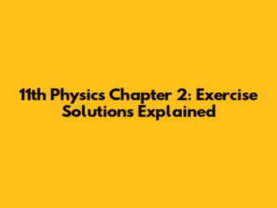 11th Physics Chapter 2: Exercise Solutions Explained