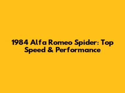 1984 Alfa Romeo Spider: Top Speed & Performance