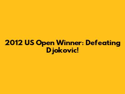 2012 US Open Winner: Defeating Djokovic!