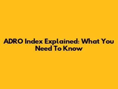 ADRO Index Explained: What You Need To Know