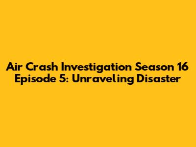 Air Crash Investigation Season 16 Episode 5: Unraveling Disaster