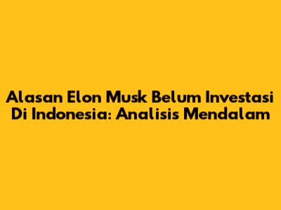 Alasan Elon Musk Belum Investasi Di Indonesia: Analisis Mendalam
