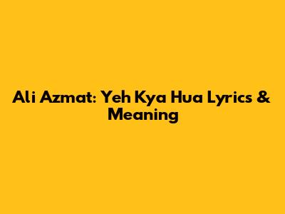Ali Azmat: Yeh Kya Hua Lyrics & Meaning