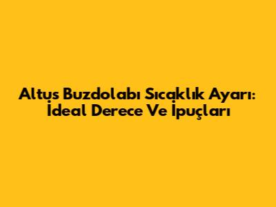Altus Buzdolabı Sıcaklık Ayarı: İdeal Derece Ve İpuçları