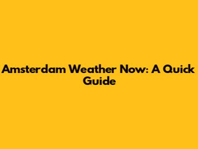 Amsterdam Weather Now: A Quick Guide