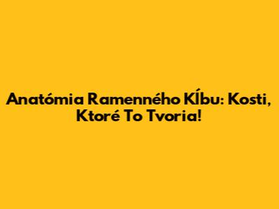 Anatómia Ramenného Kĺbu: Kosti, Ktoré To Tvoria!