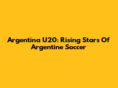 Argentina U20: Rising Stars Of Argentine Soccer