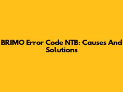 BRIMO Error Code NTB: Causes And Solutions