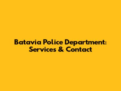 Batavia Police Department: Services & Contact