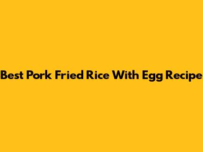 Best Pork Fried Rice With Egg Recipe