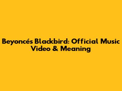 Beyoncé's Blackbird: Official Music Video & Meaning