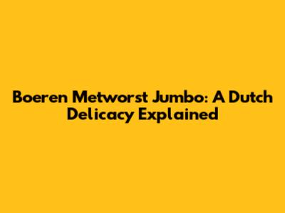 Boeren Metworst Jumbo: A Dutch Delicacy Explained