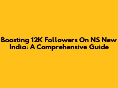 Boosting 12K Followers On NS New India: A Comprehensive Guide
