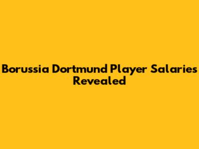 Borussia Dortmund Player Salaries Revealed