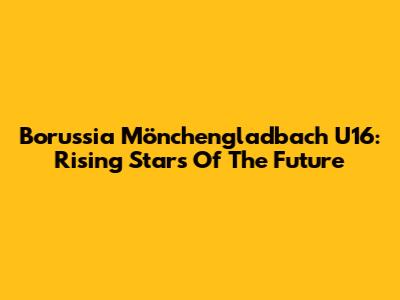 Borussia Mönchengladbach U16: Rising Stars Of The Future