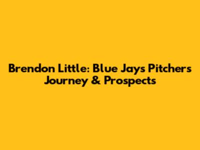 Brendon Little: Blue Jays Pitcher's Journey & Prospects
