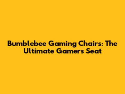Bumblebee Gaming Chairs: The Ultimate Gamer's Seat