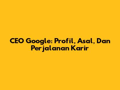 CEO Google: Profil, Asal, Dan Perjalanan Karir