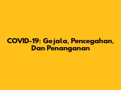 COVID-19: Gejala, Pencegahan, Dan Penanganan