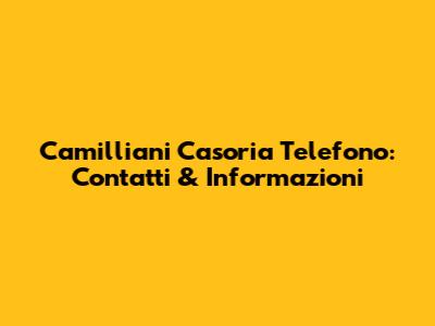 Camilliani Casoria Telefono: Contatti & Informazioni