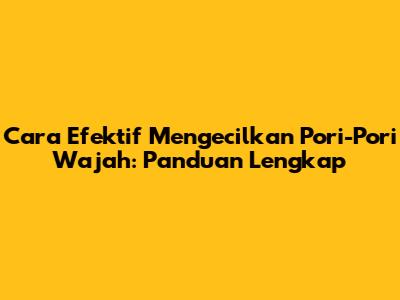 Cara Efektif Mengecilkan Pori-Pori Wajah: Panduan Lengkap