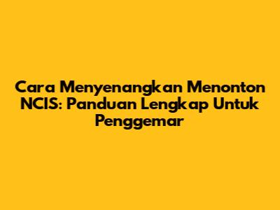 Cara Menyenangkan Menonton NCIS: Panduan Lengkap Untuk Penggemar