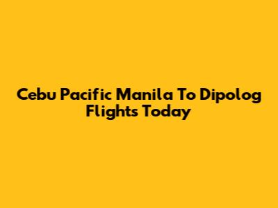 Cebu Pacific Manila To Dipolog Flights Today