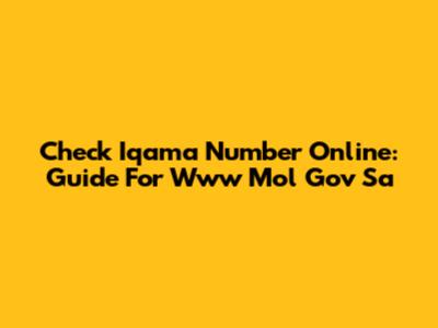 Check Iqama Number Online: Guide For Www Mol Gov Sa