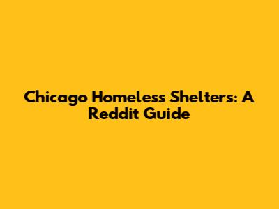 Chicago Homeless Shelters: A Reddit Guide
