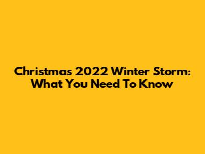 Christmas 2022 Winter Storm: What You Need To Know
