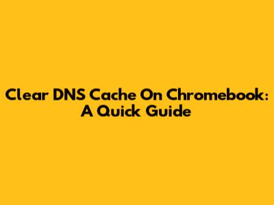 Clear DNS Cache On Chromebook: A Quick Guide
