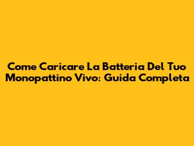 Come Caricare La Batteria Del Tuo Monopattino Vivo: Guida Completa