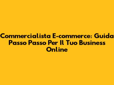 Commercialista E-commerce: Guida Passo Passo Per Il Tuo Business Online