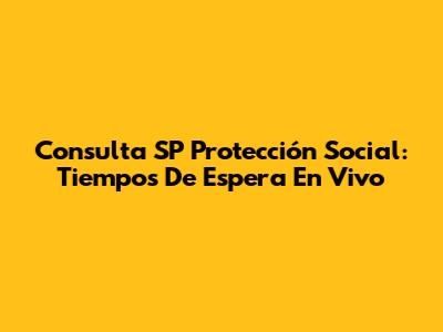 Consulta SP Protección Social: Tiempos De Espera En Vivo