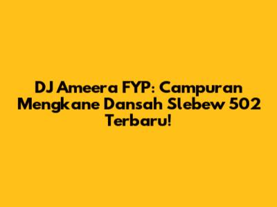 DJ Ameera FYP: Campuran Mengkane Dansah Slebew 502 Terbaru!