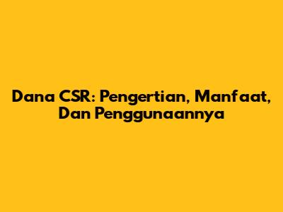 Dana CSR: Pengertian, Manfaat, Dan Penggunaannya