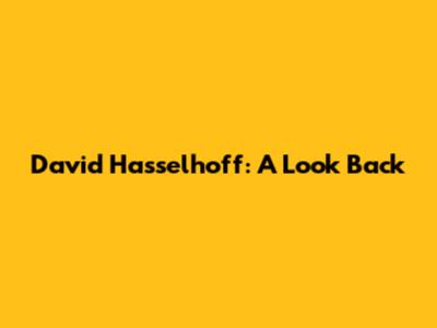 David Hasselhoff: A Look Back