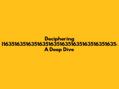 Deciphering I1635163516351635163516351635163516351635: A Deep Dive
