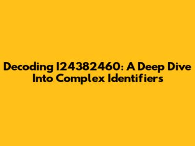 Decoding I24382460: A Deep Dive Into Complex Identifiers