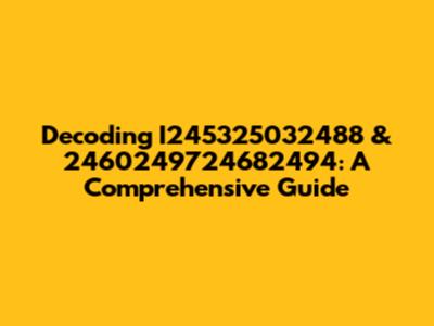 Decoding I245325032488 & 2460249724682494: A Comprehensive Guide