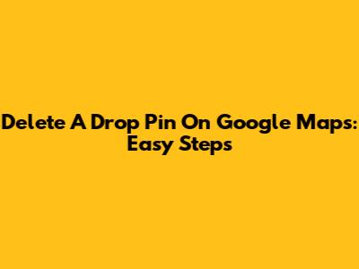 Delete A Drop Pin On Google Maps: Easy Steps