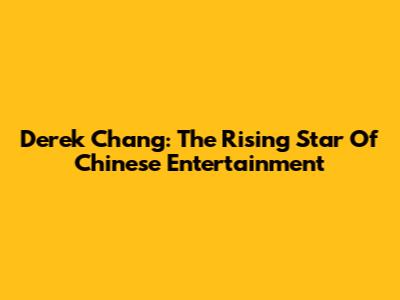 Derek Chang: The Rising Star Of Chinese Entertainment
