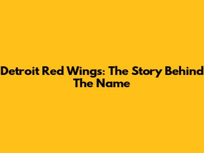 Detroit Red Wings: The Story Behind The Name
