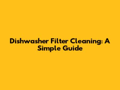 Dishwasher Filter Cleaning: A Simple Guide