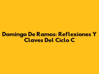Domingo De Ramos: Reflexiones Y Claves Del Ciclo C