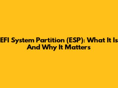 EFI System Partition (ESP): What It Is And Why It Matters
