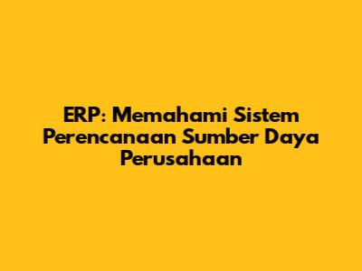 ERP: Memahami Sistem Perencanaan Sumber Daya Perusahaan
