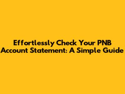 Effortlessly Check Your PNB Account Statement: A Simple Guide