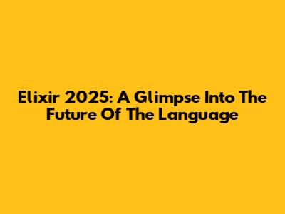 Elixir 2025: A Glimpse Into The Future Of The Language