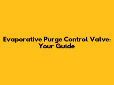 Evaporative Purge Control Valve: Your Guide